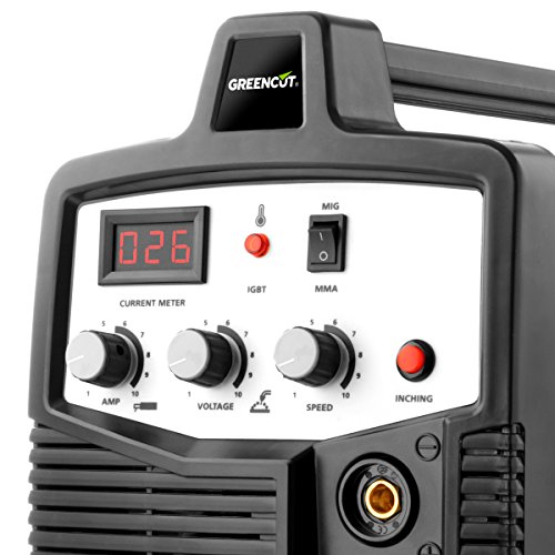 GREENCUT MMG185 - Soldador inverter electrico hilo continuo con gas turbo ventilado, 185A, Potencia Regulable, con Tecnología iGBT Máquina de Soldadora Portátil