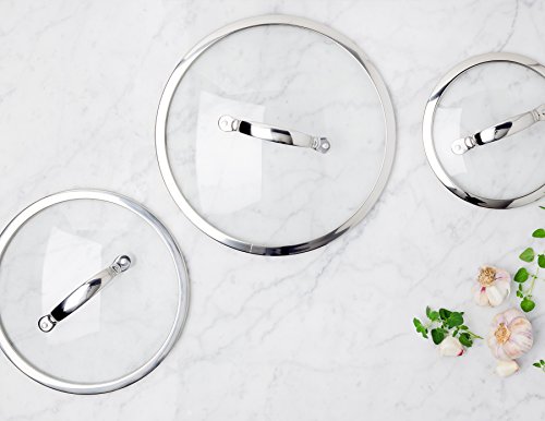 GreenPan CW0002555 - Tapa de Vidrio Templado con Bordes de Acero Inoxidable y asa de Metal (24 cm)