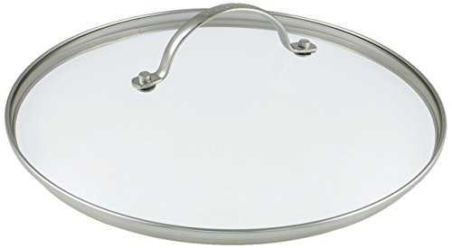 GreenPan CW0002556 - Tapa de Vidrio Templado con Bordes de Acero Inoxidable y asa de Metal (28 cm)