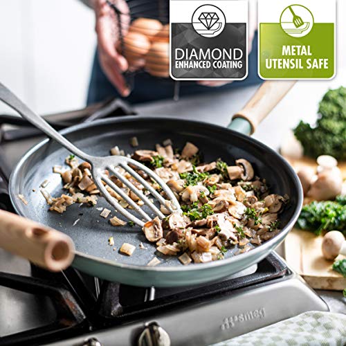 GreenPan - Juego de utensilios de cocina de cerámica antiadherente, sin toxinas, apto para inducción, horno y lavavajillas, 5 unidades, color azul