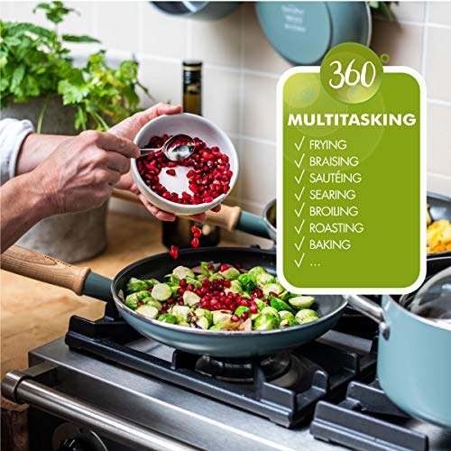 GreenPan - Juego de utensilios de cocina de cerámica antiadherente, sin toxinas, apto para inducción, horno y lavavajillas, 5 unidades, color azul