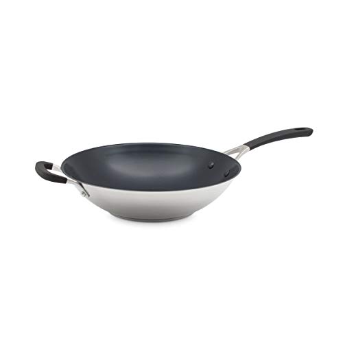 GreenPan Minneapolis Antiadherente de cerámica Abierto sartén de Wok, Acero Inoxidable, 30 cm
