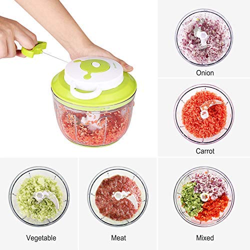 GreensKon Cortador de Verduras Picadora de Verduras Manual, Picadora de Alimentos para Picar Verduras,Carne,Hierbas,Cebolla,Ajo,Ensalada (1000ml)