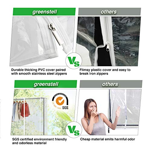 Greenstell Perchero Burro con Cubierta de PVC y Rotable a 360 Grados con Ruedas Grado Industrial Estante Resistente con Dos Ganchos y Base Cuadrada Duradera