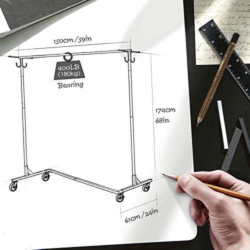 Greenstell Perchero Burro con Cubierta de PVC y Rotable a 360 Grados con Ruedas Grado Industrial Estante Resistente con Dos Ganchos y Base Cuadrada Duradera