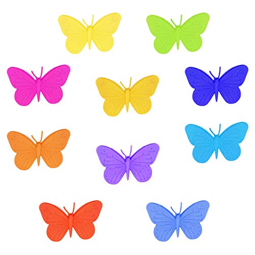 Gresunny 10pcs marcador de copa de vino silicona marcadores de vidrio de fiesta reconocimiento vasos de mariposa con ventosa identificadores copas reutilizables marcadores de copa para bar fiesta