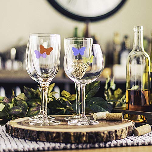 Gresunny 10pcs marcador de copa de vino silicona marcadores de vidrio de fiesta reconocimiento vasos de mariposa con ventosa identificadores copas reutilizables marcadores de copa para bar fiesta