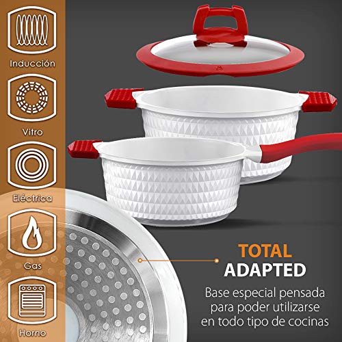 GRIDINLUX. Batería de Cocina 22 Piezas. Incluye Accesorios, Materiales Calidad Premium. Resistente, Cerámica y Antiadherente, Utensilios, Set Cacerolas, Apta para todo tipo de Cocinas, Fácil limpieza