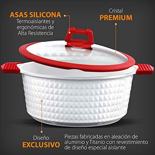GRIDINLUX. Batería de Cocina 22 Piezas. Incluye Accesorios, Materiales Calidad Premium. Resistente, Cerámica y Antiadherente, Utensilios, Set Cacerolas, Apta para todo tipo de Cocinas, Fácil limpieza