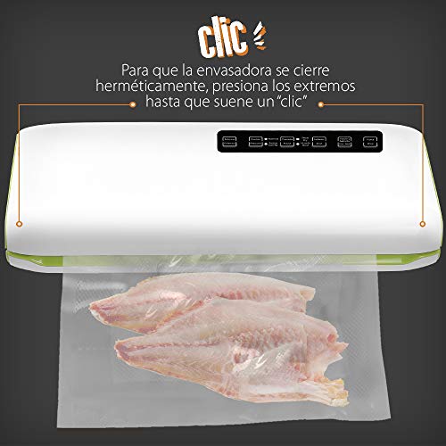 GRIDINLUX. Envasadora al vacío, Fácil de usar, Modos de envasado, Regulable, Táctil, Ligera, Alimentos Frescos, Succión Total, Incluye Rollo de Bolsas