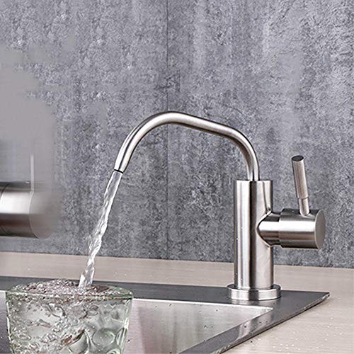 grifo cocina ventana y osmosis, acero inoxidable 304, grifo de grifo abatible fregadero puro, purificador de agua, cuello de cisne,1/2", grifo-Trefilado de acero inoxidable A
