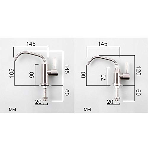 grifo cocina ventana y osmosis, acero inoxidable 304, grifo de grifo abatible fregadero puro, purificador de agua, cuello de cisne,1/2", grifo-Trefilado de acero inoxidable A