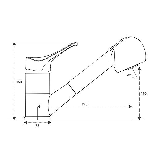 Grifo de Cocina, Dalmo DBKF09KY Grifo Cocina Giratorio a 360º Grifería Monomando para Fregadero de Cocina Acabado Cerámico 2 modos Grifo Extraíble Ahorra agua 30%