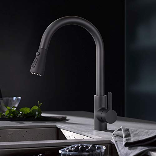 Grifo de Cocina, TACKLIFE DAKF9F Grifo para Fregadero de Acero Inoxidable, Grifo Cocina con Ducha Extraíble de 3 Modos de Chorro, Grifo Giratorio de 360 °, Grifo Monomando Mezcla Agua Fría y Caliente