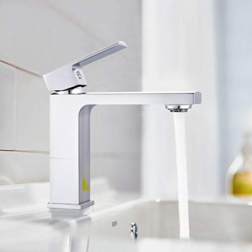 Grifo de Lavabo, Dalmo DBWF02JD Grifo de Baño de Latón Macizo, Grifo Monomando con Mezcla de Agua Fría y Caliente, Mezclador para baño Anti-ruido con Ahorrar Agua