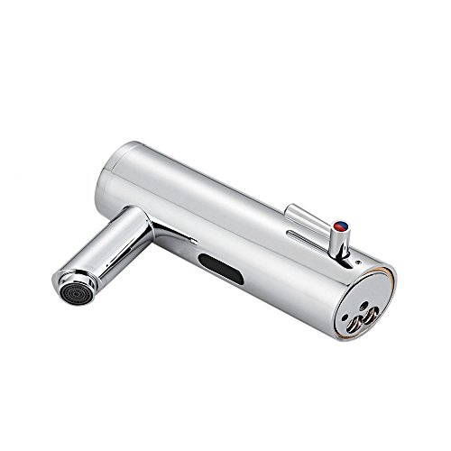 Grifo de Sensor, Cromado, Sensor de Infrarrojos Grifo automático Inducción baño Grifo Agua Ahorrar waschtisha rmatur para Agua fría y Caliente, Mezclador de Lavabo para baño