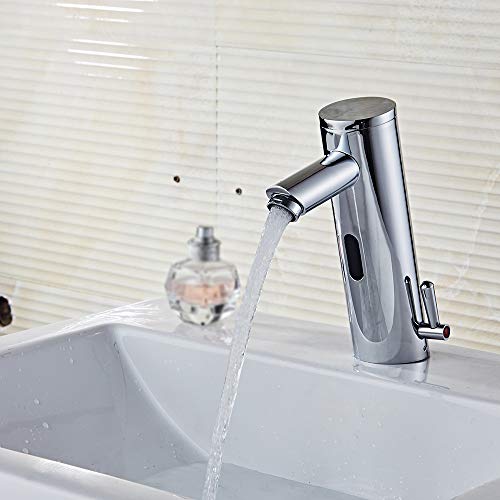Grifo de Sensor, Cromado, Sensor de Infrarrojos Grifo automático Inducción baño Grifo Agua Ahorrar waschtisha rmatur para Agua fría y Caliente, Mezclador de Lavabo para baño
