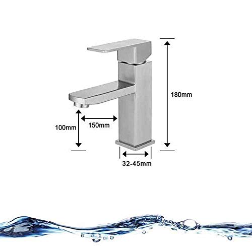 Grifos pequeños para lavabo monobloque Baño Guardarropa Mezclador de dibujo de un solo orificio Grifos de lavabo mono, grifos para lavamanos Grifo de lavabo frío y caliente de acero inoxidable 304