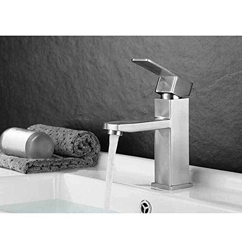 Grifos pequeños para lavabo monobloque Baño Guardarropa Mezclador de dibujo de un solo orificio Grifos de lavabo mono, grifos para lavamanos Grifo de lavabo frío y caliente de acero inoxidable 304