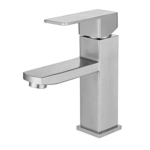 Grifos pequeños para lavabo monobloque Baño Guardarropa Mezclador de dibujo de un solo orificio Grifos de lavabo mono, grifos para lavamanos Grifo de lavabo frío y caliente de acero inoxidable 304