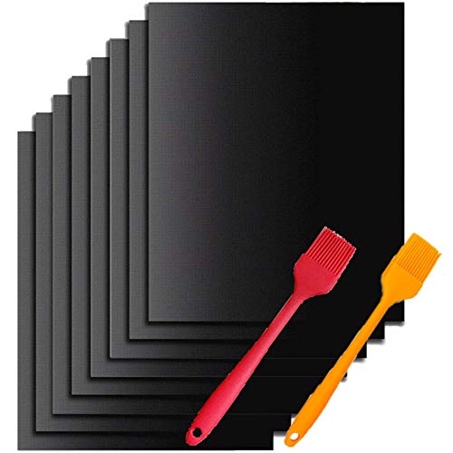 Griglia Tappetini BBQ, Stuoie da Forno Barbecue, Carta Barbecue Antiaderenti Riutilizzabili per Griglia a Carbone Gas Weber Forno Elettrico per Carne Pesce Verdure (Vidrio-2, Negro)