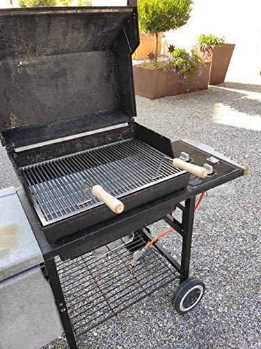 Grillrost.com Das Original Mangos extraíbles Universal para Todas Las Parrillas de Barbacoa según la dirección de la Barra, Variante:Stäbe entlang Tiefe