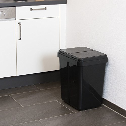 Grizzly Cubo de Basura - 2 Compartimentos - Doble contenedor con Separador con Capacidad de 2 x 25 l - Antracita