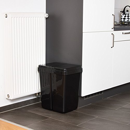 Grizzly Cubo de Basura - 2 Compartimentos - Doble contenedor con Separador con Capacidad de 2 x 25 l - Antracita