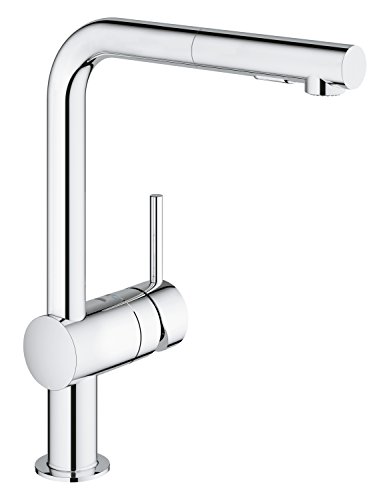 Grohe 30274000 Minta - Grifo de Cocina Monomando, Caño Giratorio de 360°, Caño Alto en L, Cabezal Extraíble