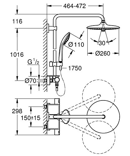 Grohe Vitalio Joy 260 - Conjunto de ducha 260 mm (26403001)