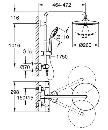 Grohe Vitalio Joy 260 - Sistema de ducha con termostato. 9,5l (27298002)