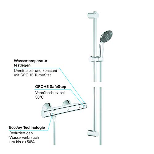 Grohe Vitalio Start - Sistema de ducha con termostato, teleducha y barra de ducha, acabado cromado (Ref. 34597000)