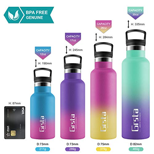 Grsta Botella Agua Acero Inoxidable - Termo para Agua Fria 750ml/Vino Tinto & Negro Botella Termica sin BPA Aislamiento de Vacío de Doble Pared Reutilizable para Niños, Colegio, Sport, Familia