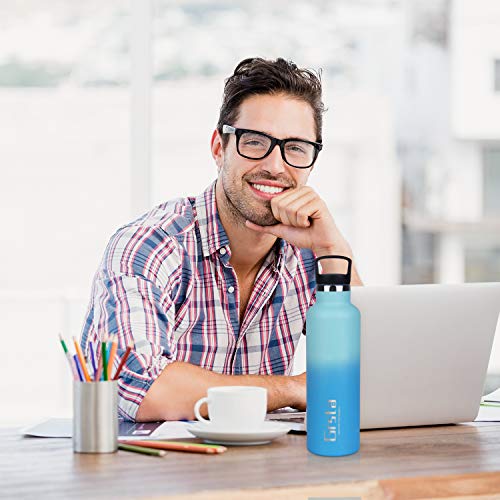 Grsta Botella Agua Acero Inoxidable - Termo para Agua Fria 750ml/Vino Tinto & Negro Botella Termica sin BPA Aislamiento de Vacío de Doble Pared Reutilizable para Niños, Colegio, Sport, Familia