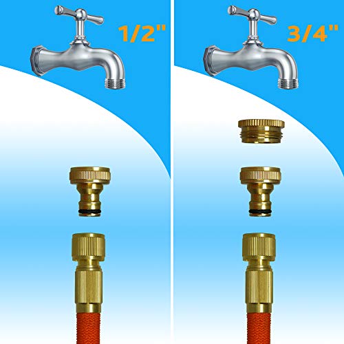 GRÜNTEK Manguera de jardín Extensible 22,5 M Cobra Pistola de riego de 10 chorros. Kit Completo y Ligero con Conector rapido y presión de 3 a 10 Bar. para jardín, Coche y Limpieza. (1. Latón)