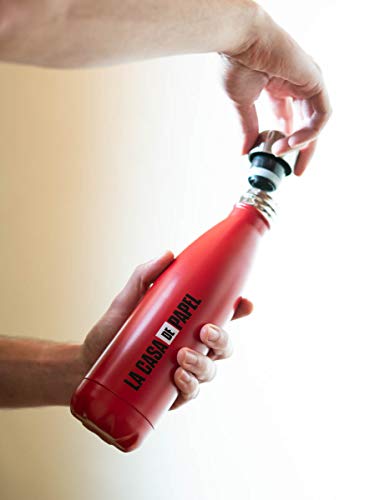 Grupo Erik BMTGE009 Botella de Agua Logo La Casa de Papel, Producto Oficial Netflix, Acero Inoxidable, Rojo