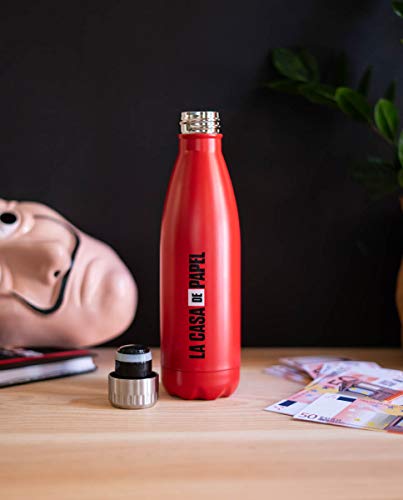 Grupo Erik BMTGE009 Botella de Agua Logo La Casa de Papel, Producto Oficial Netflix, Acero Inoxidable, Rojo
