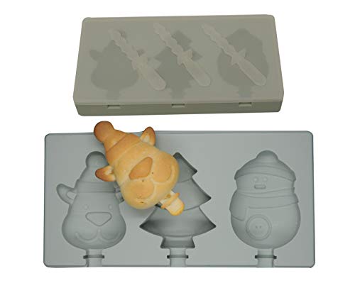 GS1 US, INC. Moldes de Silicona para Helados con Tapa. 6 Modelos Animados con 6 Palos incluidos Libres de BPA .Galletas y Repostería. Estilo Veraniego y Navideño