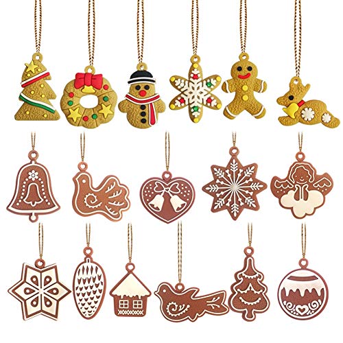 GSYYSZD Ornamentos de Navidad, Hombre de Pan de Navidad 17pcs Colgantes Festival decoración Chucherías Conjunto del Copo de Nieve del carillón de Viento del ángel del pájaro