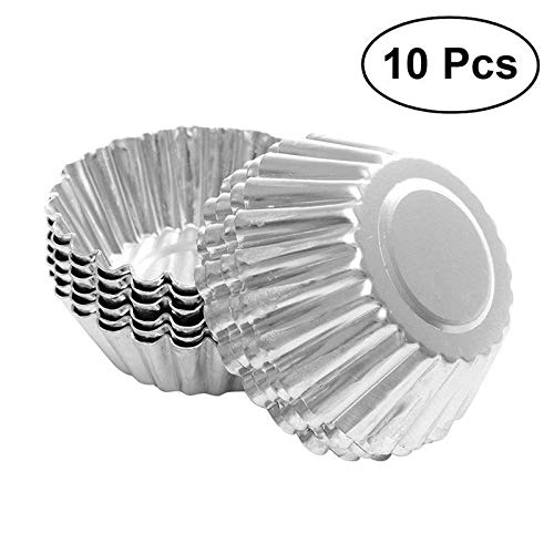 GSZPXF Forma 10pcs Antiadherente Ripple aleación de Aluminio de Huevo Tarta de moldes Reutilizables Flor de la Magdalena y Mollete la hornada de la Copa Tartlets sartenes