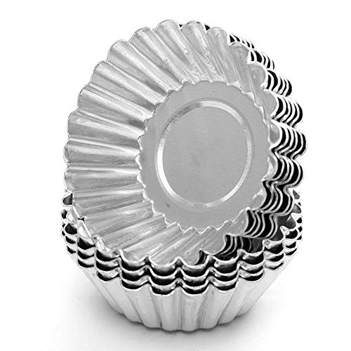 GSZPXF Forma 10pcs Antiadherente Ripple aleación de Aluminio de Huevo Tarta de moldes Reutilizables Flor de la Magdalena y Mollete la hornada de la Copa Tartlets sartenes