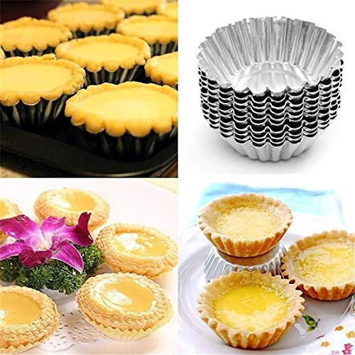 GSZPXF Forma 10pcs Antiadherente Ripple aleación de Aluminio de Huevo Tarta de moldes Reutilizables Flor de la Magdalena y Mollete la hornada de la Copa Tartlets sartenes