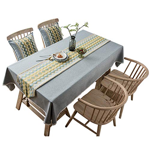 GTWOZNB Mantel Cocina Salón Limpiar. Encaje Impermeable de algodón Lino Color sólido-Verde Viento_Los 33 * 180cm