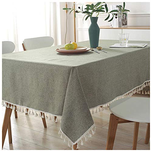 GTWOZNB Transpirable, Aislamiento Térmico, Restaurante,Cocina, Cafetería, Mantel de Jardín Rectángulo Liso de Encaje con borlas-café_120 x 160