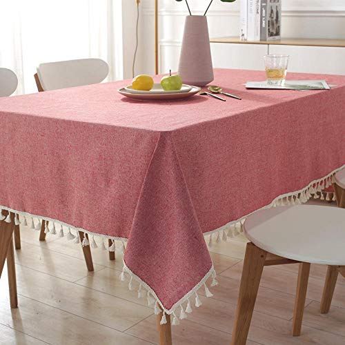 GTWOZNB Transpirable, Aislamiento Térmico, Restaurante,Cocina, Cafetería, Mantel de Jardín Rectángulo Liso de Encaje con borlas-café_120 x 160