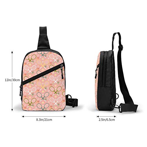 Guan_Collection 1950 raquetas de tenis pastel en el pecho paquete multipropósito bandolera mochila al aire libre bolsa de hombro viaje senderismo mochila hombre y mujer casual deporte mochila