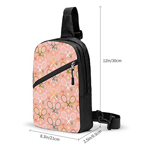 Guan_Collection 1950 raquetas de tenis pastel en el pecho paquete multipropósito bandolera mochila al aire libre bolsa de hombro viaje senderismo mochila hombre y mujer casual deporte mochila
