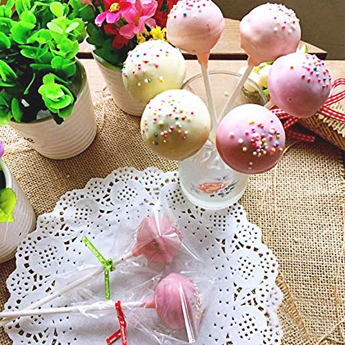 Guanici Molde Lollipop Cake pops molde Molde de Silicona para Cake Pop Bandeja esférica Bandeja de hielo con 20 piezas Palos Molde para hornear de cocina para dulces, gelatina y chocolate (rosa)