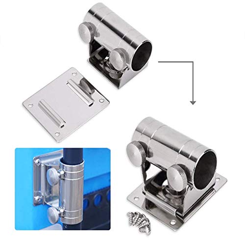 Guanici Soporte de balcón para sombrilla Base de soporte de paraguas ajustable Fijar la Altura del Soporte Caja de Pesca Ajustable Base de Soporte de Paraguas de Metal con Placa de Montaje y Tornillos