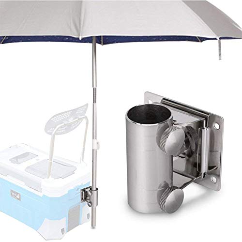 Guanici Soporte de balcón para sombrilla Base de soporte de paraguas ajustable Fijar la Altura del Soporte Caja de Pesca Ajustable Base de Soporte de Paraguas de Metal con Placa de Montaje y Tornillos